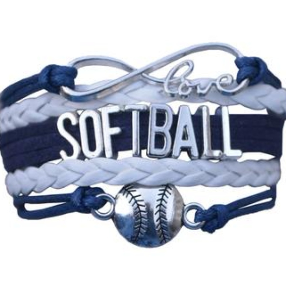 Girls Softball Bracelet - Navy & White